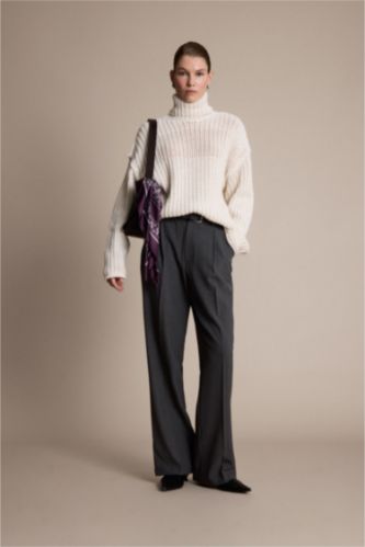 Wide Leg Çift Cepli Yüksek Bel Düz Paça Pantolon