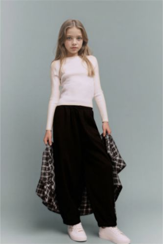 Girls & Teens Black Girl Balloon Fit Elastic Waist Trousers