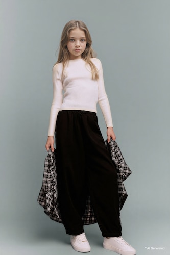 Young Girls - Teen Girls Black Girl Balloon Fit Elastic Waist Trousers