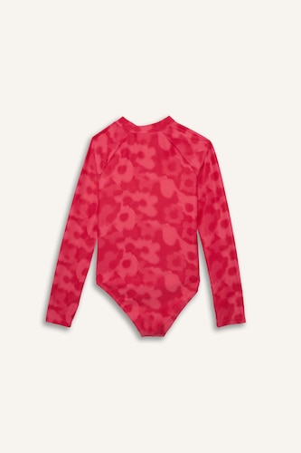 Girl Patterned Long Sleeve One-piece Swimsuit