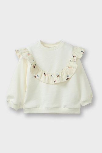 Baby Girl Overshirt Fit Floral Soft Fleece Lined Sweatshirt