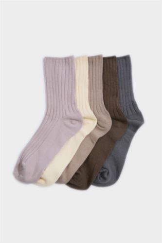 Kadın Pembe Kadın 5'li Pamuklu Uzun Çorap