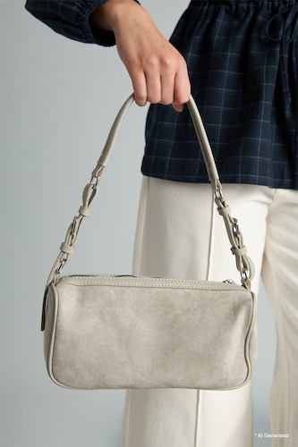 Woman Grey Suede Shoulder bag