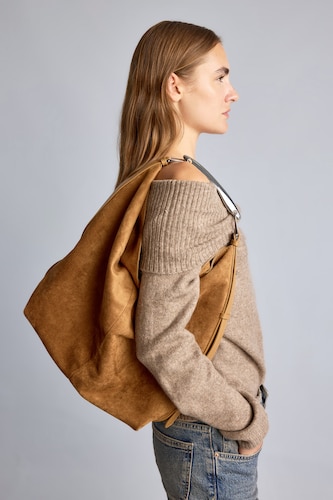 Women Tan Suede Shoulder bag
