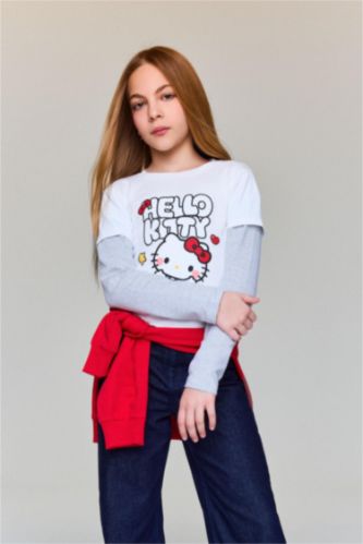 Hello Kıtty Bisiklet Yaka Uzun Kollu Tişört Kız Çocuk