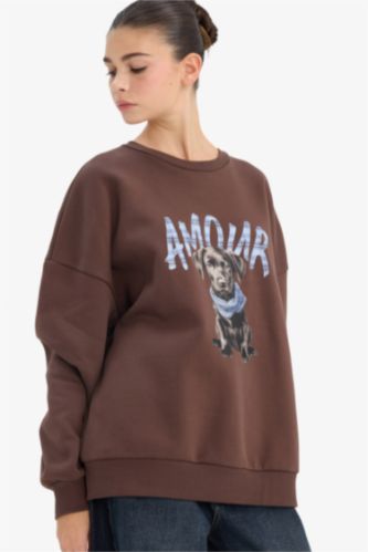 Oversize Baskılı Sweatshirt
