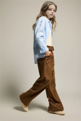 Қыздарға арналған Wide Leg кең балақты жолақты шалбар