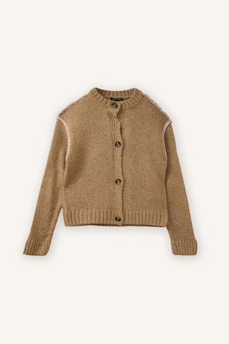 Cardigan brodé à col rond pour fille