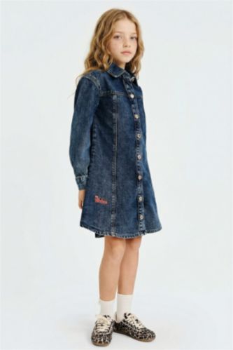 Kız Çocuk Uzun Kollu Jean Elbise