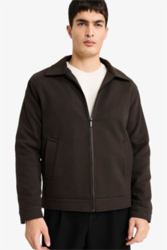 Veste zippée doublée à col chemise Coupe régulière