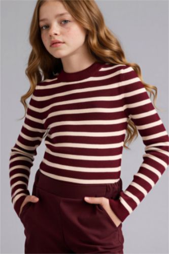 FILLES Bordeaux Pull rayé pour fille