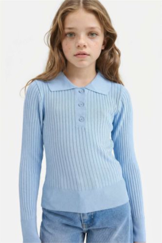 Girl Regular Fit Polo Collar Pullover