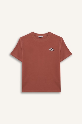 Oversize Fit Crew Neck Applique Short Sleeve T-Shirt