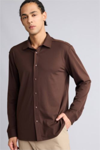 HOMME Marron Chemise à manches longues