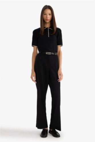 Straight Fit Çift Cepli Normal Bel Düz Paça Pantolon