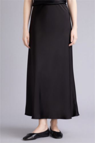 Женщины Черный Юбка со средней талией из сатина для женщин