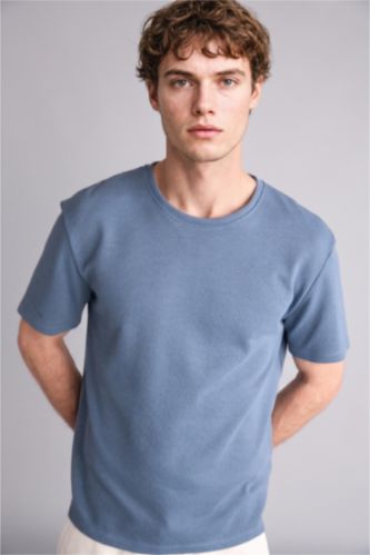 Erkek Açık İndigo Regular Fit Kısa kollu Tişört