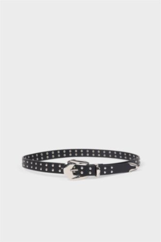 Kadın Siyah Kadın Oval Toka Suni Deri Klasik Kemer