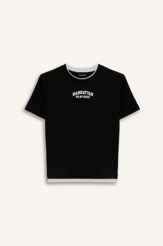 T-shirt imprimé à col rond et manches courtes pour garçon