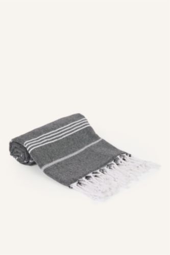 Men Black Striped Cotton Towel