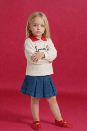 Қыз сәбилерге арналған белі резеңкелі джинс белдемше-шорт