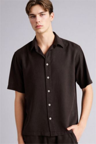 Man Dark Brown Premium Tencel Shirt
