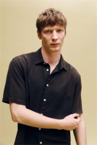 Erkek Koyu Kahve Premium Tencel Gömlek