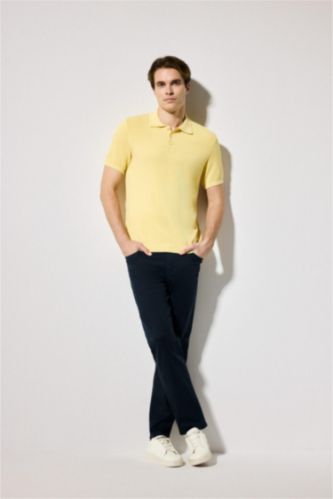 Men NAVY Regular Fit Trousers