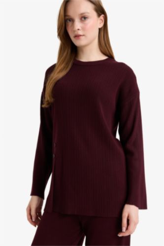 Loose Fit Bisiklet Yaka Triko Kazak Tunik