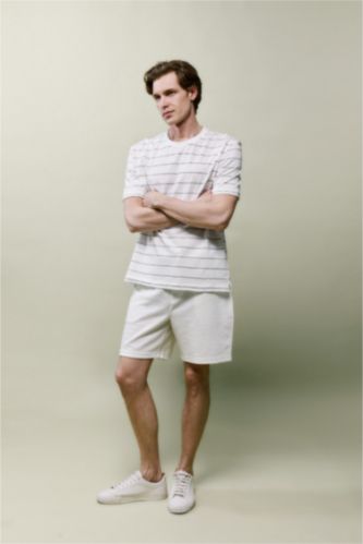 Erkek Ekru Regular Fıt Şort