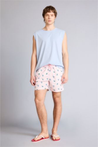 MAN Light Pink Printed Swim Shorts
