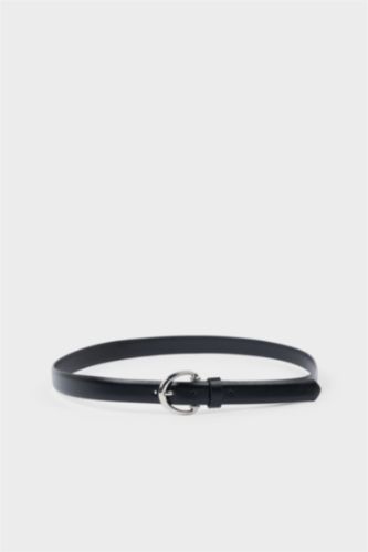 Kadın Siyah Kadın Dikdörtgen Toka Suni Deri Günlük Kemer