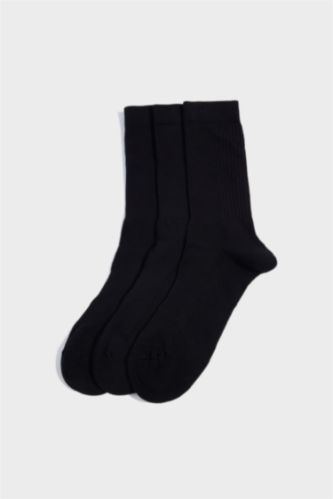 Erkek Siyah Erkek Dikişsiz 3'lü Pamuklu Havlu Spor Çorap