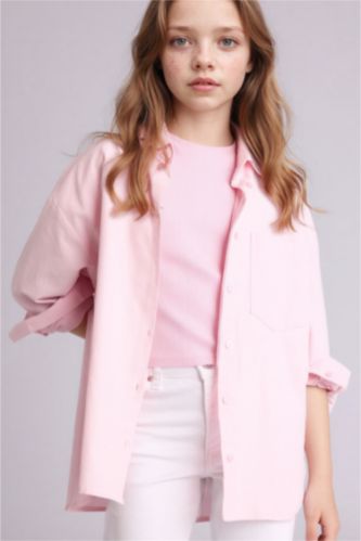 Girls & Teens Light Pink 2 piece Regular Fit Long Sleeve Shirt
