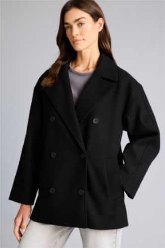 Woman Black Regular Fit Jacket Collar Cachet Jacket
