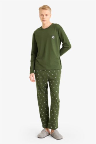 Pijama Takımı Regular Fit Uzun Kollu Üst Desenli Uzun Alt