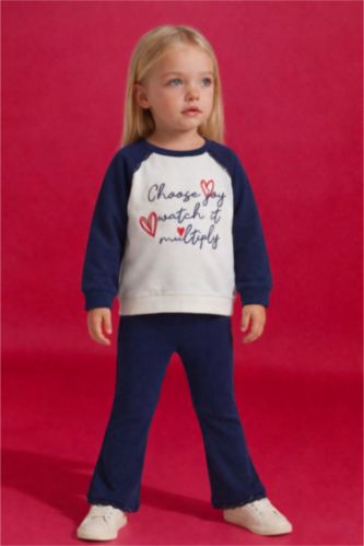 Қыз сәбилерге арналған 2-уі 1-де жиынтық: Суретті свитшот және лосина тайт