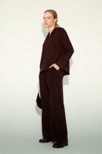 Suede Wide Leg Trousers