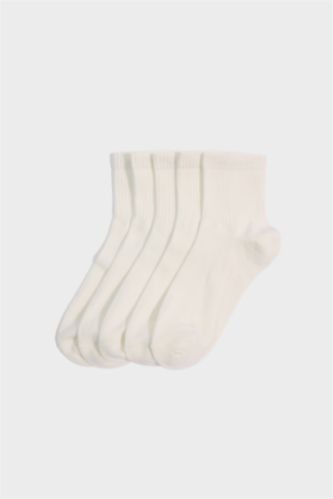 Kadın Rahat Lastikli 5'li Pamuklu Soket Çorap