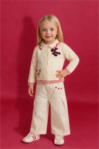 Қыз сәбилерге арналған Wide Leg кестелі балағы резеңкелі габардин шалбар