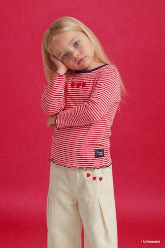 Baby Girl Crew Neck Striped Long Sleeve T-Shirt