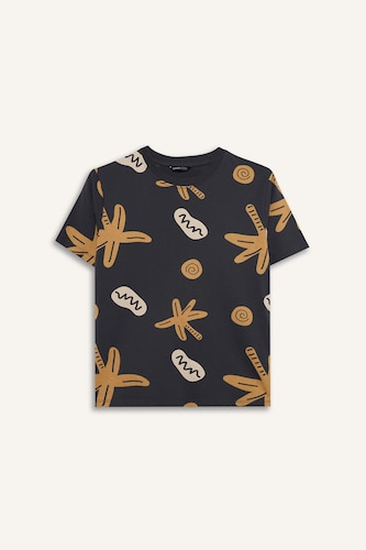 Boy New Regular Fit Crew Neck Floral T-Shirt