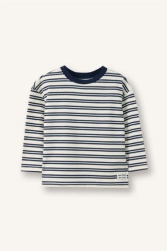 تيشيرت مخطط ردن طويل اوفر سايز بياخة مستديرة