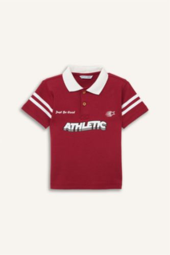 Erkek Bebek Bordo Oversize Polo Tişört Erkek Bebek