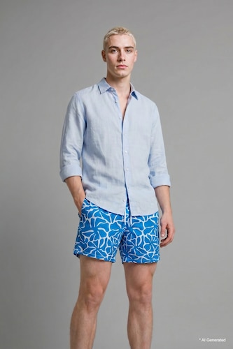 Men Royal Regular Fit Swim Shorts