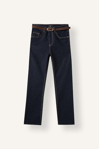 Kadın Mavi Siyah Crop Flare Fıt Yüksek Bel Jean Pantolon