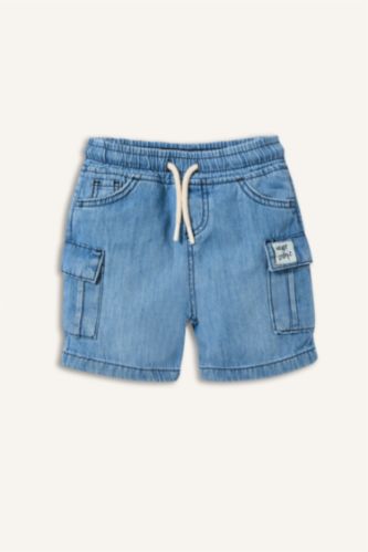 Erkek Bebek Açık Mavi Pamuklu Jean Şort Erkek Bebek