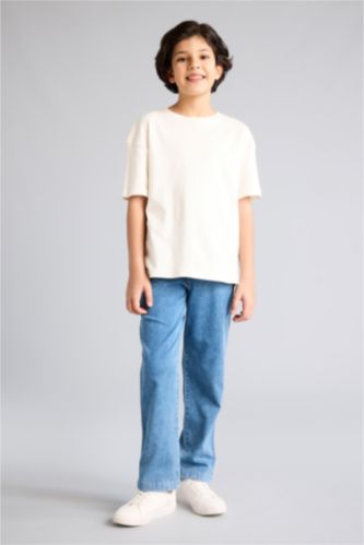 Erkek Çocuk - Genç Erkek Açık Mavi Regular Fıt Düz Paça Jean Pantolon Erkek Çocuk