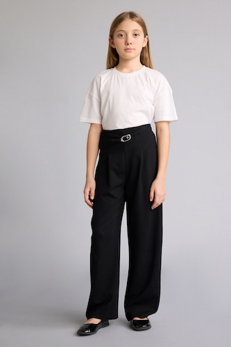Young Girls - Teen Girls Black Girl Wide Leg Trousers