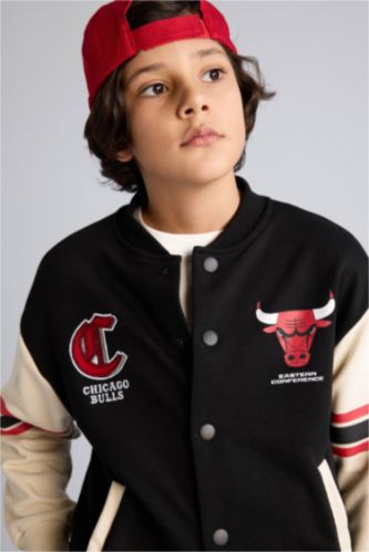 Erkek Çocuk - Genç Erkek Siyah NBA Chıcago Bulls Bomber Hırka Erkek Çocuk